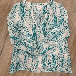 Parker Teal and White Blouse